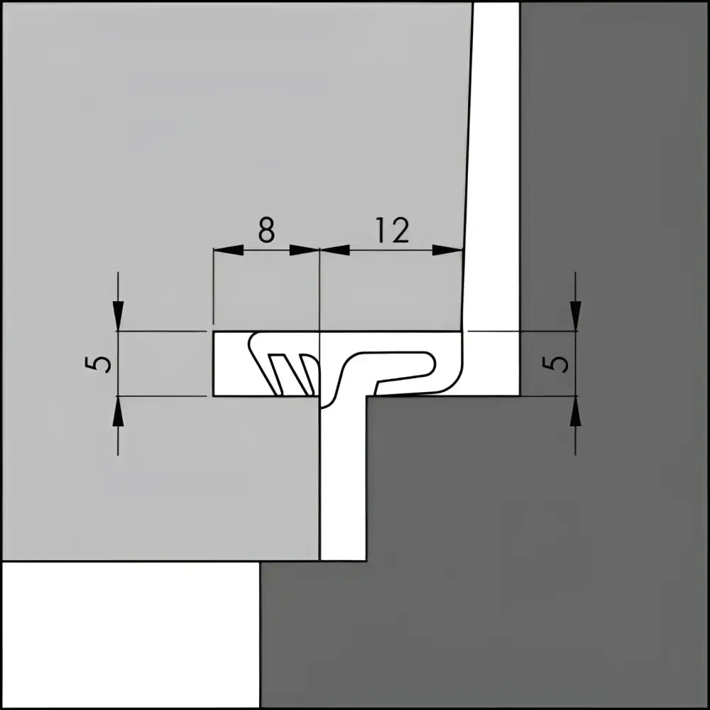 Querschnitt einer Flügelfalz-Dichtung RF-2 Türdichtung Fensterdichtung