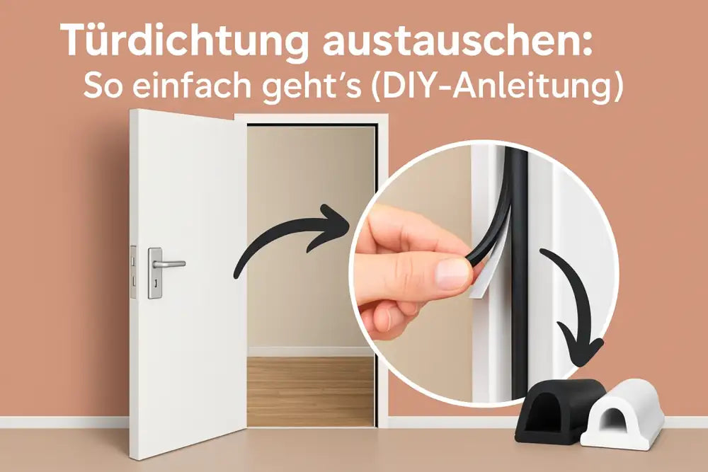 Türdichtung wird installiert, um die Tür besser abzudichten und Energie zu sparen