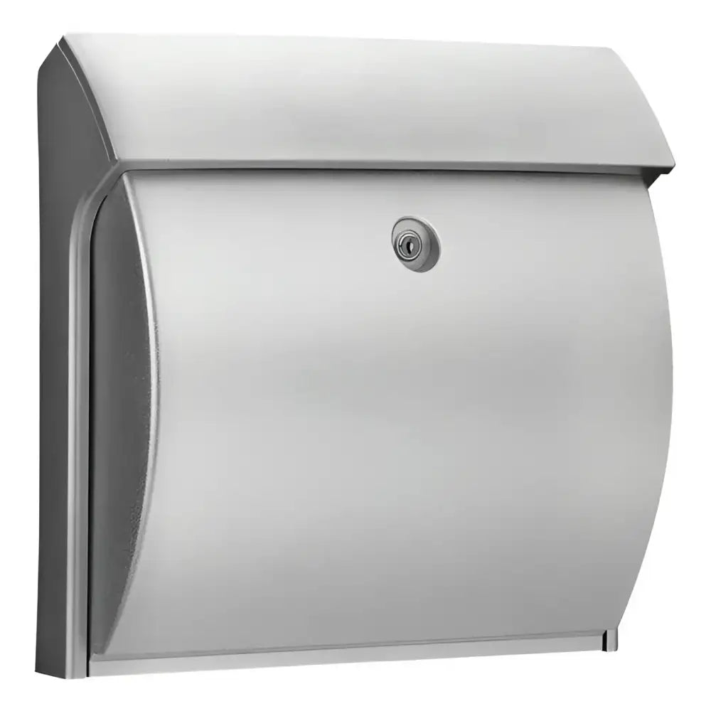 Silberner Briefkasten CLASSICO 4931 W mit Schloss und Fensterdichtung für sicheren Einwurf