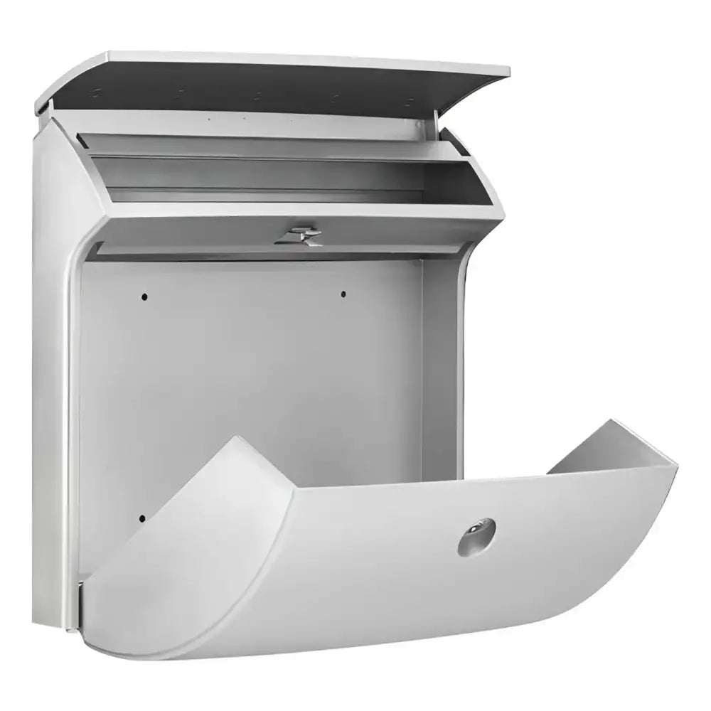 Offener silberfarbener Briefkasten CLASSICO 4931 W mit Fensterdichtung und Türdichtung