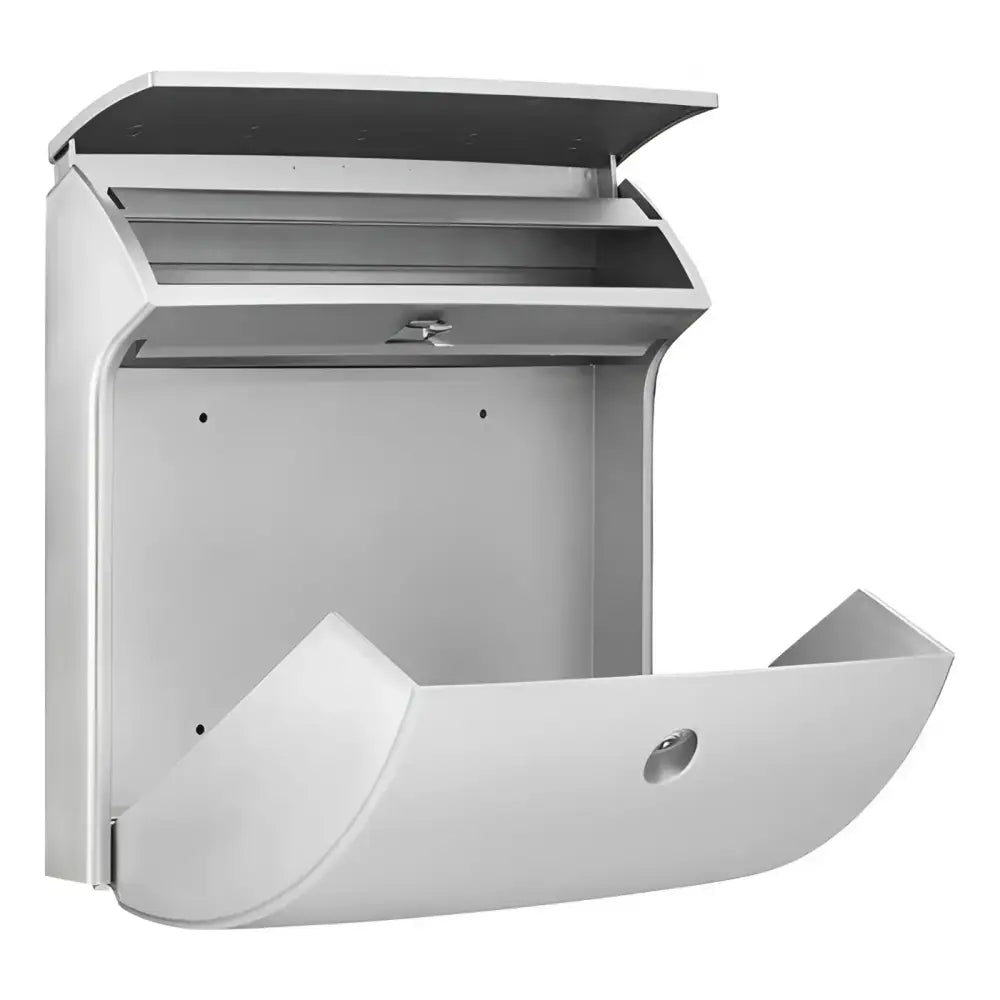 Offener silberfarbener Briefkasten CLASSICO 4931 W mit Fensterdichtung und Türdichtung