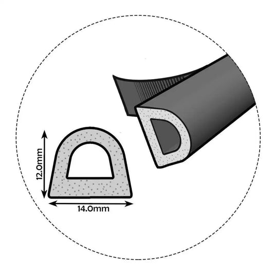 D-Dichtungsprofil mit selbstklebender Fenster- und Türdichtung, D-14x12mm, rubber seal