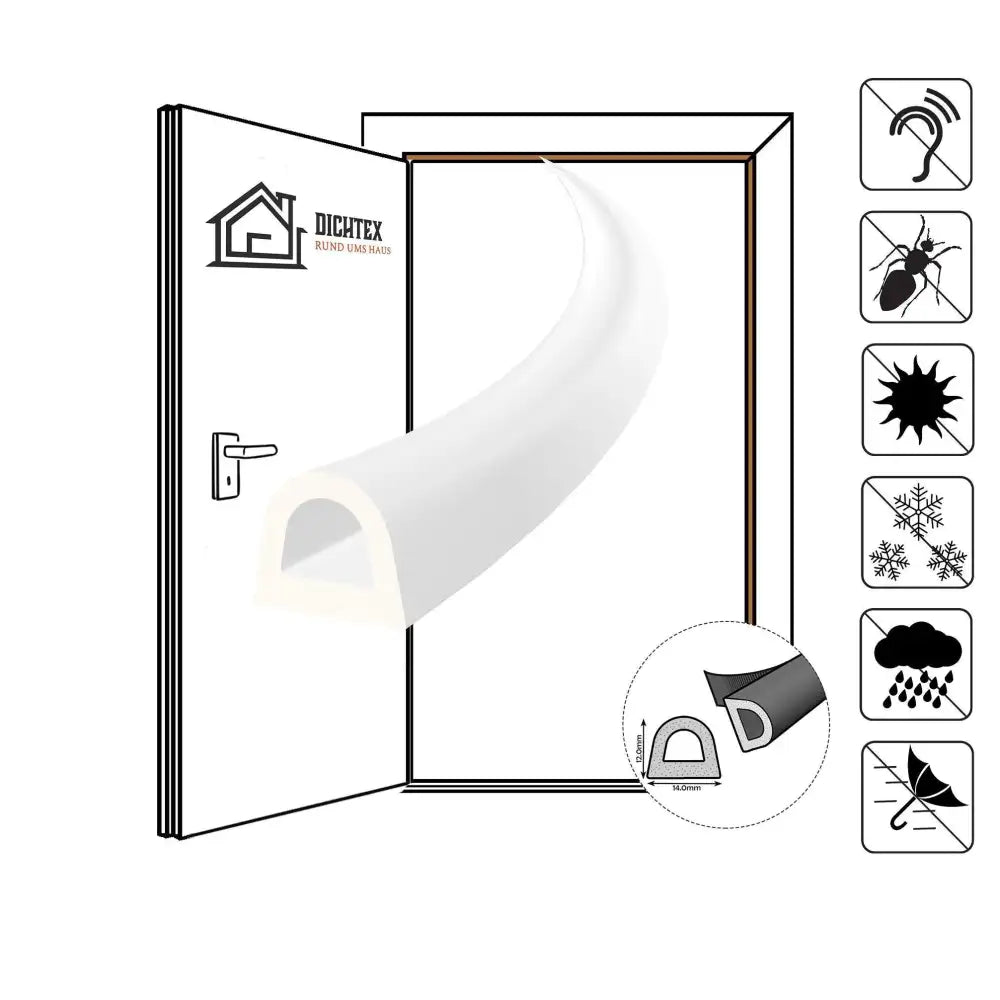 Door seal Illustration für selbstklebende Fensterdichtung und Türdichtung mit fadenverstärkter Klebefläche