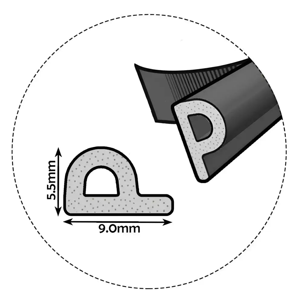 P-förmige Gummidichtung mit Selbstklebeband für Fenster- und Türdichtungen