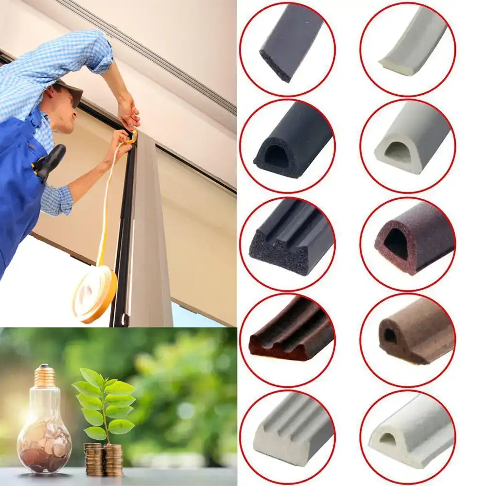 Selbstklebende Fensterdichtung in Schwarz, Grau und Braun gegen Zugluft